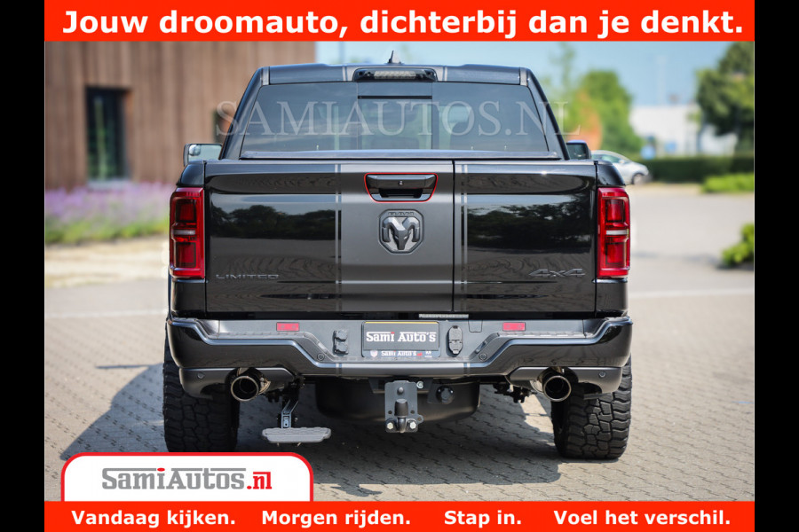 Dodge Ram 1500 Limited Night High Output 540HP 706Nm | Massage + Full Option | De Meest Luxe en Volle Pick-Up in zijn Klasse | Comfortabele Dubbele Cabine met Royale 5 Zitplaatsen | BPM vrij | Nu Leverbaar uit Voorraad | Voorraad Nr 2354 - 3380