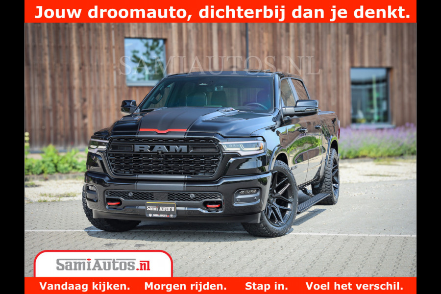 Dodge Ram 1500 Limited Night High Output 540HP 706Nm | Massage + Full Option | De Meest Luxe en Volle Pick-Up in zijn Klasse | Comfortabele Dubbele Cabine met Royale 5 Zitplaatsen | BPM vrij | Nu Leverbaar uit Voorraad | Voorraad Nr 2354 - 3380