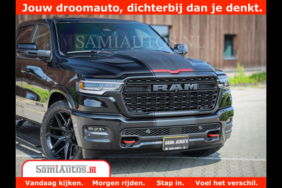 Dodge Ram 1500 Limited Night High Output 540HP 706Nm | Massage + Full Option | De Meest Luxe en Volle Pick-Up in zijn Klasse | Comfortabele Dubbele Cabine met Royale 5 Zitplaatsen | BPM vrij | Nu Leverbaar uit Voorraad | Voorraad Nr 2354 - 3380