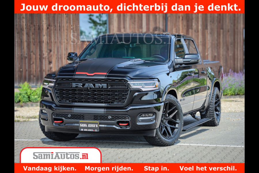 Dodge Ram 1500 Limited Night High Output 540HP 706Nm | Massage + Full Option | De Meest Luxe en Volle Pick-Up in zijn Klasse | Comfortabele Dubbele Cabine met Royale 5 Zitplaatsen | BPM vrij | Nu Leverbaar uit Voorraad | Voorraad Nr 2354 - 3380