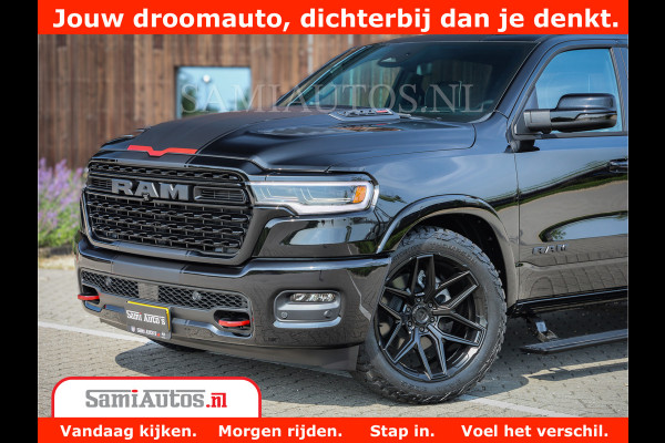 Dodge Ram 1500 Limited Night High Output 540HP 706Nm | Massage + Full Option | De Meest Luxe en Volle Pick-Up in zijn Klasse | Comfortabele Dubbele Cabine met Royale 5 Zitplaatsen | BPM vrij | Nu Leverbaar uit Voorraad | Voorraad Nr 2354 - 3380