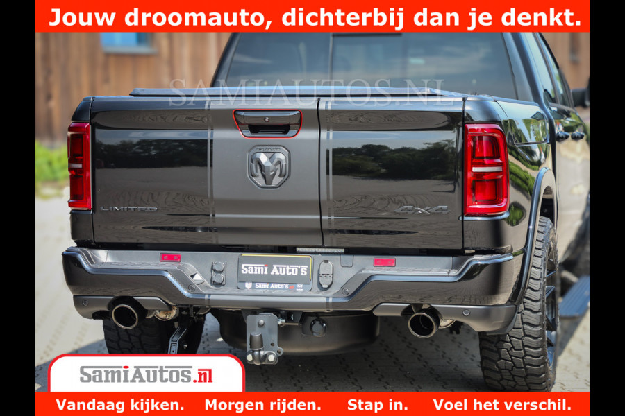 Dodge Ram 1500 Limited Night High Output 540HP 706Nm | Massage + Full Option | De Meest Luxe en Volle Pick-Up in zijn Klasse | Comfortabele Dubbele Cabine met Royale 5 Zitplaatsen | BPM vrij | Nu Leverbaar uit Voorraad | Voorraad Nr 2354 - 3380