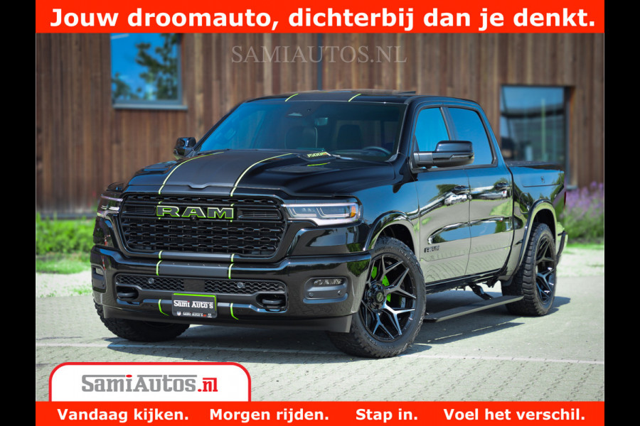 Dodge Ram 1500 Limited Night H.O 540HP 706Nm | Massage + Full Option | De Meest Luxe en Volle Pick-Up in zijn Klasse | Comfortabele Dubbele Cabine met Royale 5 Zitplaatsen | BPM vrij | Nu Leverbaar uit Voorraad | Voorraad Nr 2384 - 5408
