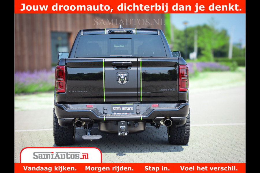 Dodge Ram 1500 Limited Night H.O 540HP 706Nm | Massage + Full Option | De Meest Luxe en Volle Pick-Up in zijn Klasse | Comfortabele Dubbele Cabine met Royale 5 Zitplaatsen | BPM vrij | Nu Leverbaar uit Voorraad | Voorraad Nr 2384 - 5408