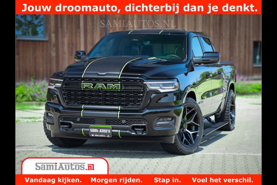 Dodge Ram 1500 Limited Night H.O 540HP 706Nm | Massage + Full Option | De Meest Luxe en Volle Pick-Up in zijn Klasse | Comfortabele Dubbele Cabine met Royale 5 Zitplaatsen | BPM vrij | Nu Leverbaar uit Voorraad | Voorraad Nr 2384 - 5408
