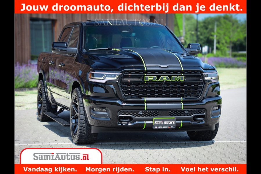 Dodge Ram 1500 Limited Night H.O 540HP 706Nm | Massage + Full Option | De Meest Luxe en Volle Pick-Up in zijn Klasse | Comfortabele Dubbele Cabine met Royale 5 Zitplaatsen | BPM vrij | Nu Leverbaar uit Voorraad | Voorraad Nr 2384 - 5408
