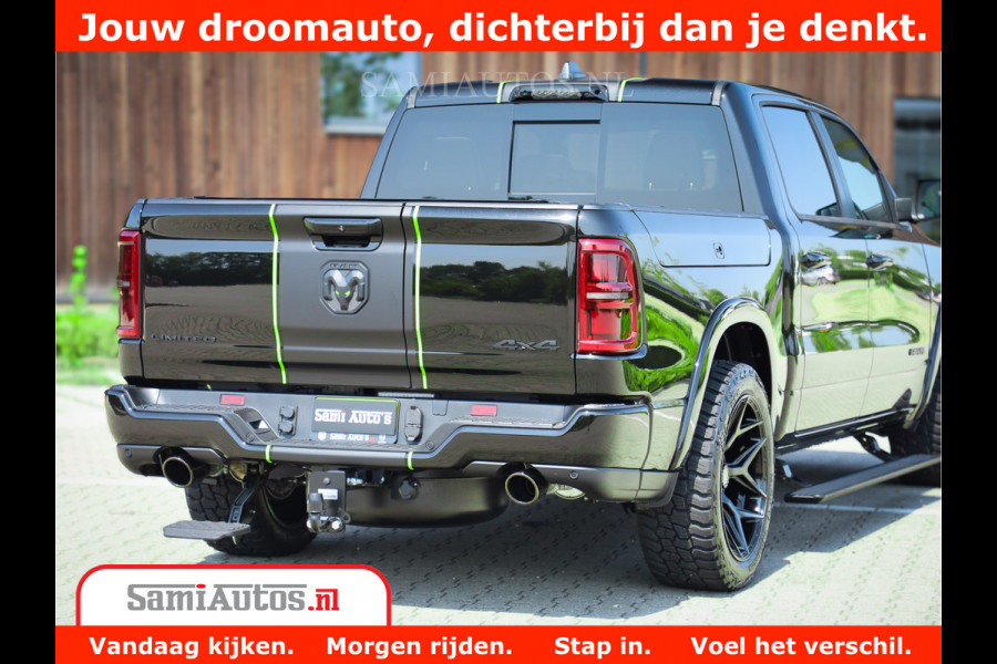 Dodge Ram 1500 Limited Night H.O 540HP 706Nm | Massage + Full Option | De Meest Luxe en Volle Pick-Up in zijn Klasse | Comfortabele Dubbele Cabine met Royale 5 Zitplaatsen | BPM vrij | Nu Leverbaar uit Voorraad | Voorraad Nr 2384 - 5408