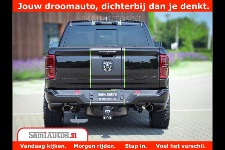 Dodge Ram 1500 Limited Night H.O 540HP 706Nm | Massage + Full Option | De Meest Luxe en Volle Pick-Up in zijn Klasse | Comfortabele Dubbele Cabine met Royale 5 Zitplaatsen | BPM vrij | Nu Leverbaar uit Voorraad | Voorraad Nr 2384 - 5408