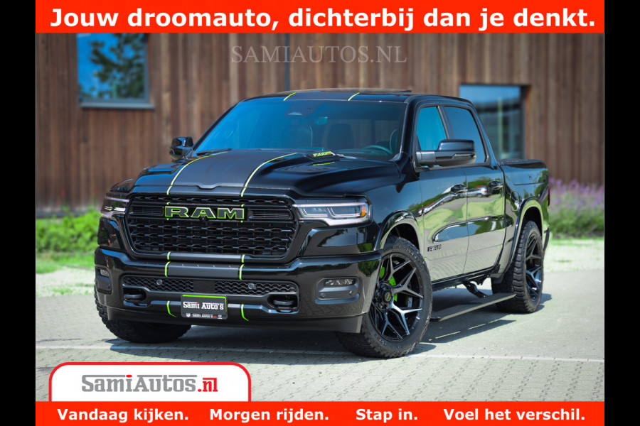 Dodge Ram 1500 Limited Night H.O 540HP 706Nm | Massage + Full Option | De Meest Luxe en Volle Pick-Up in zijn Klasse | Comfortabele Dubbele Cabine met Royale 5 Zitplaatsen | BPM vrij | Nu Leverbaar uit Voorraad | Voorraad Nr 2384 - 5408