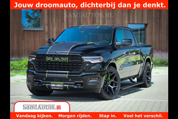 Dodge Ram 1500 Limited Night H.O 540HP 706Nm | Massage + Full Option | De Meest Luxe en Volle Pick-Up in zijn Klasse | Comfortabele Dubbele Cabine met Royale 5 Zitplaatsen | BPM vrij | Nu Leverbaar uit Voorraad | Voorraad Nr 2384 - 5408