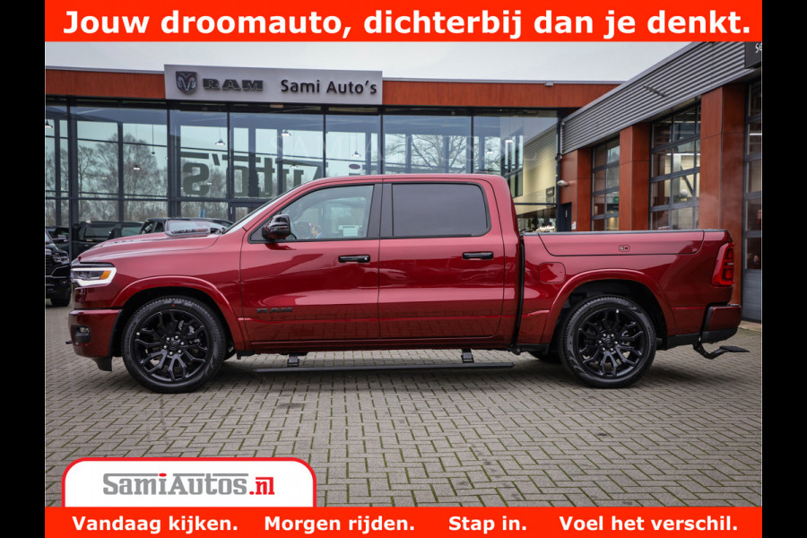 Dodge Ram 1500 Limited Night H.O 540HP 706Nm | Massage + Full Option | De Meest Luxe en Volle Pick-Up in zijn Klasse | Comfortabele Dubbele Cabine met Royale 5 Zitplaatsen | BPM vrij | Nu Leverbaar uit Voorraad | Voorraad Nr 2302 - 7425