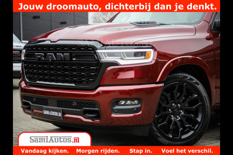 Dodge Ram 1500 Limited Night H.O 540HP 706Nm | Massage + Full Option | De Meest Luxe en Volle Pick-Up in zijn Klasse | Comfortabele Dubbele Cabine met Royale 5 Zitplaatsen | BPM vrij | Nu Leverbaar uit Voorraad | Voorraad Nr 2302 - 7425