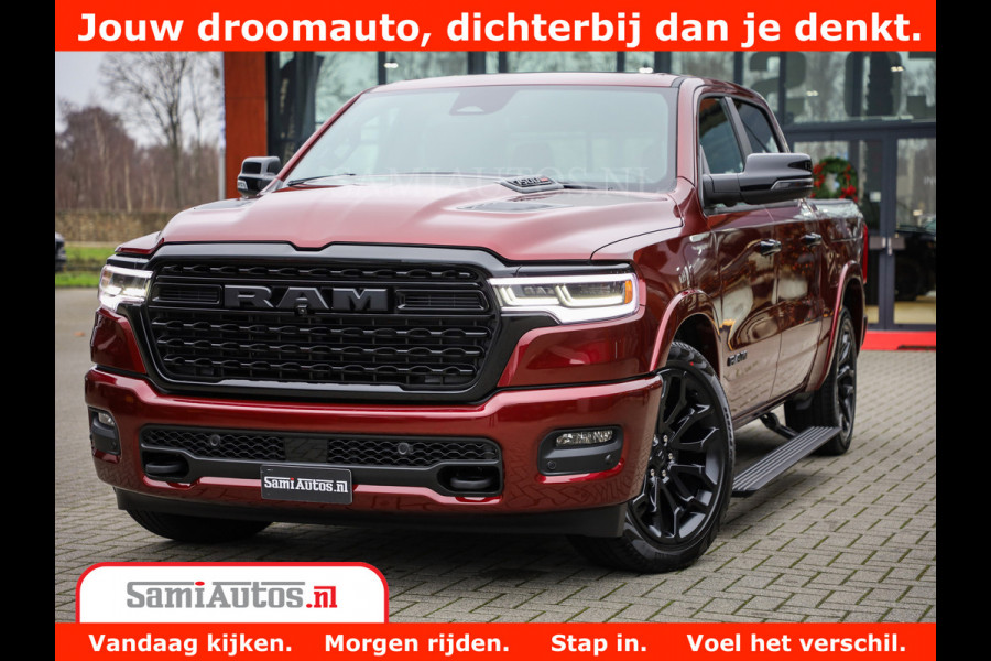 Dodge Ram 1500 Limited Night H.O 540HP 706Nm | Massage + Full Option | De Meest Luxe en Volle Pick-Up in zijn Klasse | Comfortabele Dubbele Cabine met Royale 5 Zitplaatsen | BPM vrij | Nu Leverbaar uit Voorraad | Voorraad Nr 2302 - 7425