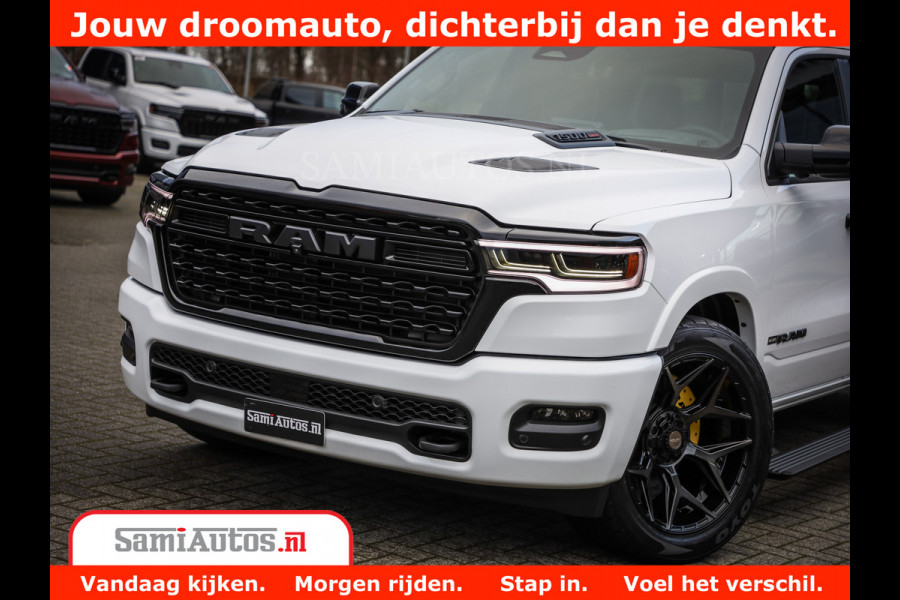 Dodge Ram 1500 Limited Night High Output 540HP 706Nm | Massage + Full Option | De Meest Luxe en Volle Pick-Up in zijn Klasse | Comfortabele Dubbele Cabine met Royale 5 Zitplaatsen | BPM vrij | Nu Leverbaar uit Voorraad | Voorraad Nr 2336 - 7700