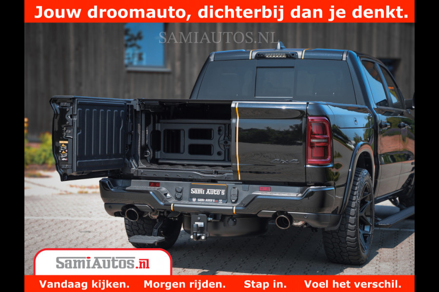 Dodge Ram 1500 Limited Night H.O 540HP 706Nm | Massage + Full Option | De Meest Luxe en Volle Pick-Up in zijn Klasse | Comfortabele Dubbele Cabine met Royale 5 Zitplaatsen | BPM vrij | Nu Leverbaar uit Voorraad | Voorraad Nr 2323 - 5168