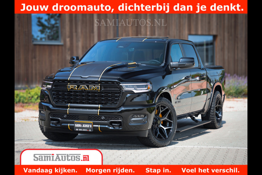 Dodge Ram 1500 Limited Night H.O 540HP 706Nm | Massage + Full Option | De Meest Luxe en Volle Pick-Up in zijn Klasse | Comfortabele Dubbele Cabine met Royale 5 Zitplaatsen | BPM vrij | Nu Leverbaar uit Voorraad | Voorraad Nr 2323 - 5168