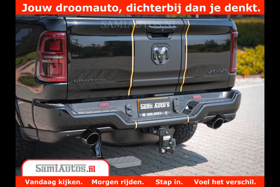 Dodge Ram 1500 Limited Night H.O 540HP 706Nm | Massage + Full Option | De Meest Luxe en Volle Pick-Up in zijn Klasse | Comfortabele Dubbele Cabine met Royale 5 Zitplaatsen | BPM vrij | Nu Leverbaar uit Voorraad | Voorraad Nr 2323 - 5168