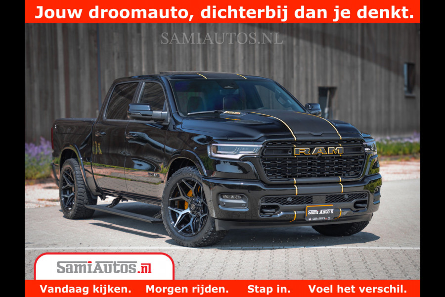 Dodge Ram 1500 Limited Night H.O 540HP 706Nm | Massage + Full Option | De Meest Luxe en Volle Pick-Up in zijn Klasse | Comfortabele Dubbele Cabine met Royale 5 Zitplaatsen | BPM vrij | Nu Leverbaar uit Voorraad | Voorraad Nr 2323 - 5168