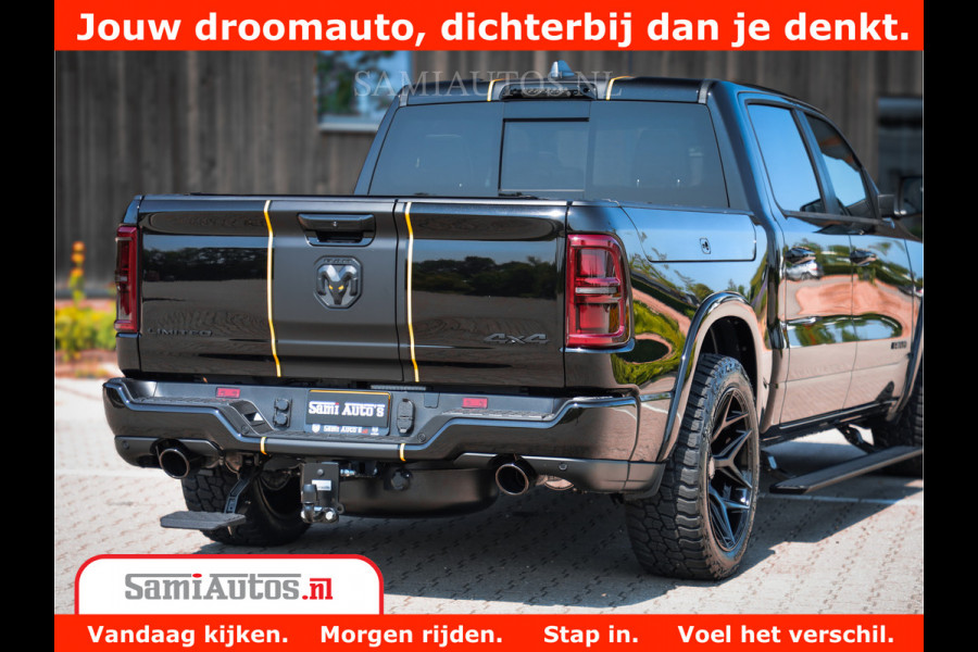 Dodge Ram 1500 Limited Night H.O 540HP 706Nm | Massage + Full Option | De Meest Luxe en Volle Pick-Up in zijn Klasse | Comfortabele Dubbele Cabine met Royale 5 Zitplaatsen | BPM vrij | Nu Leverbaar uit Voorraad | Voorraad Nr 2323 - 5168