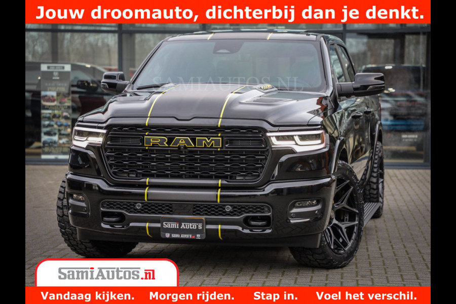 Dodge Ram 1500 Limited Night High Output 540HP 706Nm | Massage + Full Option | De Meest Luxe en Volle Pick-Up in zijn Klasse | Comfortabele Dubbele Cabine met Royale 5 Zitplaatsen | BPM vrij | Nu Leverbaar uit Voorraad | Voorraad Nr 2332 - 5179