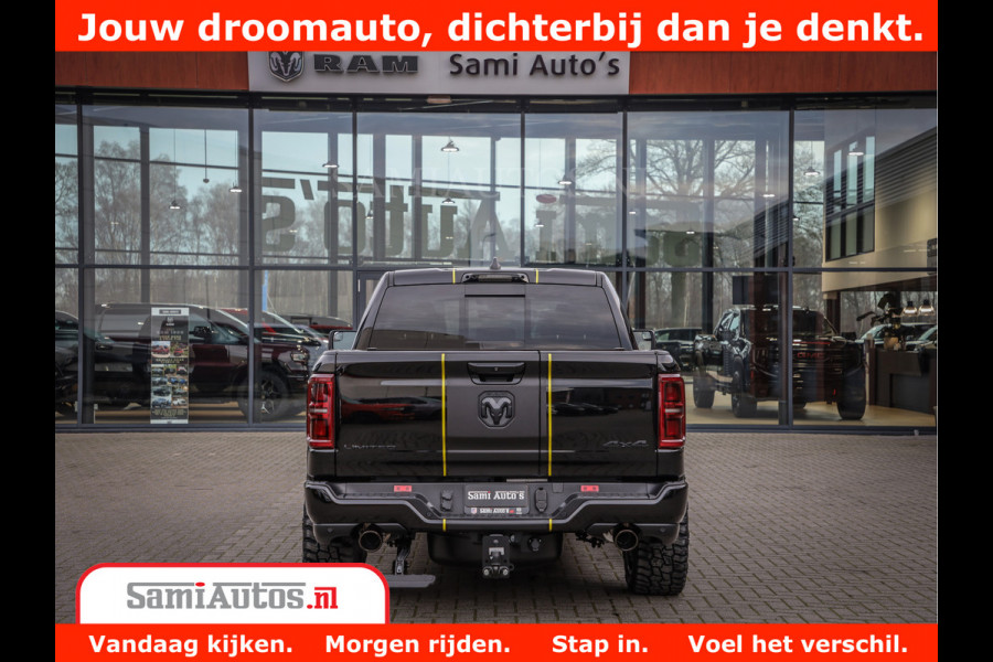 Dodge Ram 1500 Limited Night High Output 540HP 706Nm | Massage + Full Option | De Meest Luxe en Volle Pick-Up in zijn Klasse | Comfortabele Dubbele Cabine met Royale 5 Zitplaatsen | BPM vrij | Nu Leverbaar uit Voorraad | Voorraad Nr 2332 - 5179