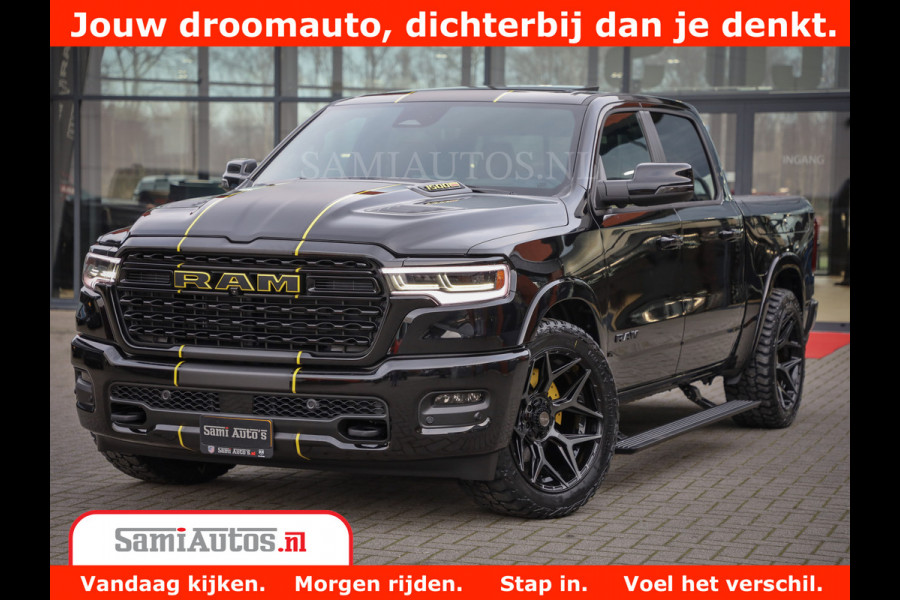 Dodge Ram 1500 Limited Night High Output 540HP 706Nm | Massage + Full Option | De Meest Luxe en Volle Pick-Up in zijn Klasse | Comfortabele Dubbele Cabine met Royale 5 Zitplaatsen | BPM vrij | Nu Leverbaar uit Voorraad | Voorraad Nr 2332 - 5179