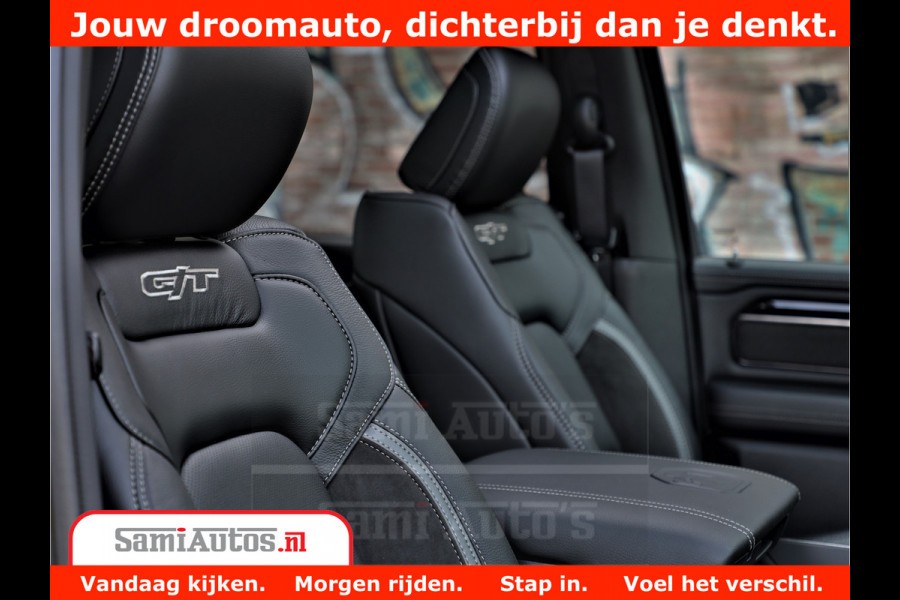 Dodge Ram 1500 GT EDITION | 5.7 HEMI V8 402PK | VIRTUAL COCKPIT | HEAD-UP | ADAPTIVE CRUISE | 360 CAMERA | TRX PACK | VOLLE UITVOERING Comfortabele Dubbele Cabine met Royale 5 Zitplaatsen | BPM vrij | Nu Leverbaar uit Voorraad | Voorraad Nr 2435