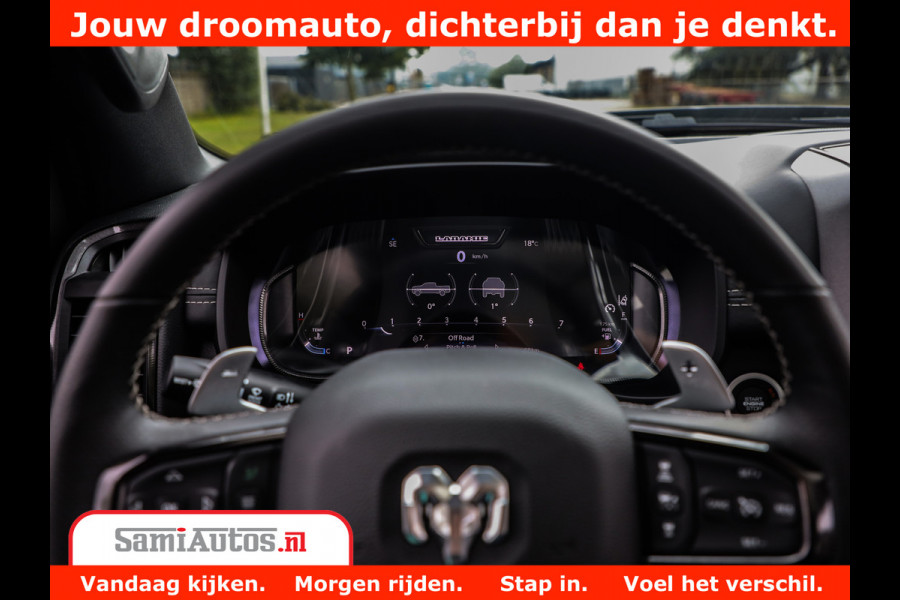 Dodge Ram 1500 GT EDITION | 5.7 HEMI V8 402PK | VIRTUAL COCKPIT | HEAD-UP | ADAPTIVE CRUISE | 360 CAMERA | TRX PACK | VOLLE UITVOERING Comfortabele Dubbele Cabine met Royale 5 Zitplaatsen | BPM vrij | Nu Leverbaar uit Voorraad | Voorraad Nr 2435