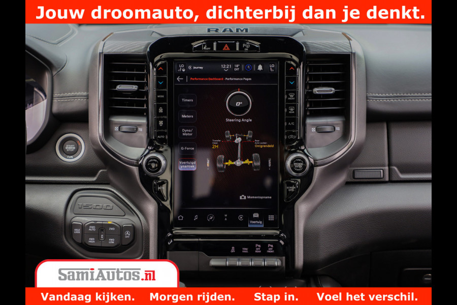 Dodge Ram 1500 GT EDITION | 5.7 HEMI V8 402PK | VIRTUAL COCKPIT | HEAD-UP | ADAPTIVE CRUISE | 360 CAMERA | TRX PACK | VOLLE UITVOERING Comfortabele Dubbele Cabine met Royale 5 Zitplaatsen | BPM vrij | Nu Leverbaar uit Voorraad | Voorraad Nr 2435