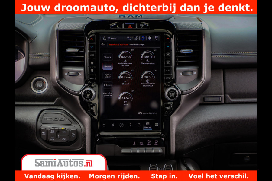 Dodge Ram 1500 GT EDITION | 5.7 HEMI V8 402PK | VIRTUAL COCKPIT | HEAD-UP | ADAPTIVE CRUISE | 360 CAMERA | TRX PACK | VOLLE UITVOERING Comfortabele Dubbele Cabine met Royale 5 Zitplaatsen | BPM vrij | Nu Leverbaar uit Voorraad | Voorraad Nr 2435