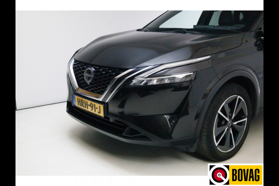 Nissan QASHQAI 1.3 MHEV Tekna Design Pack 141 PK | Pano | 360 Camera | Elec. klep | Adap. cruise | Headup display | Draadloze lader, automatisch inparkeren, dode hoek detectie, zwarte hemel