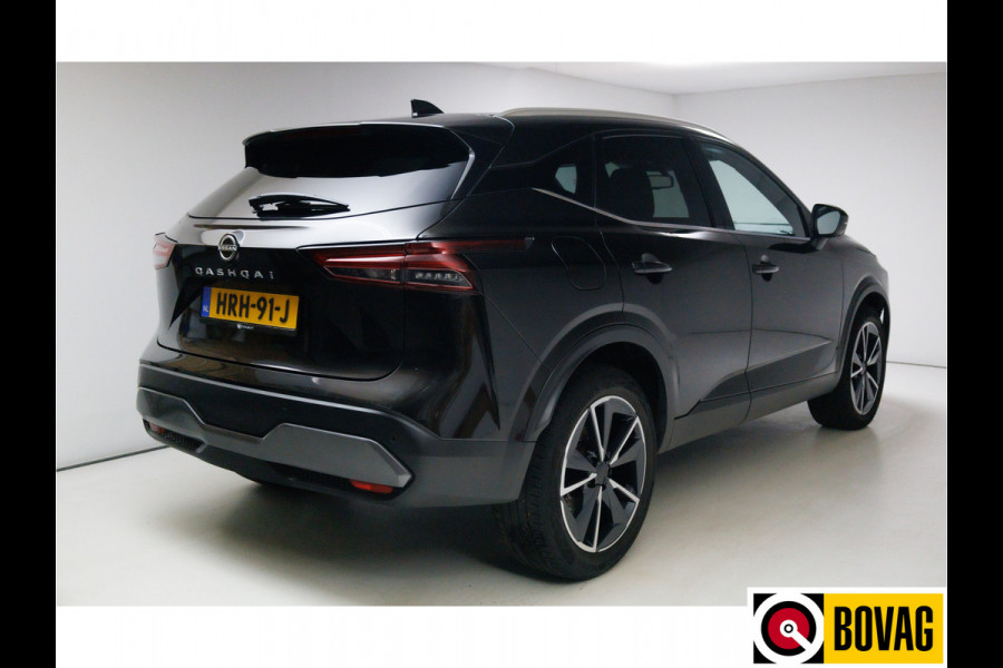 Nissan QASHQAI 1.3 MHEV Tekna Design Pack 141 PK | Pano | 360 Camera | Elec. klep | Adap. cruise | Headup display | Draadloze lader, automatisch inparkeren, dode hoek detectie, zwarte hemel