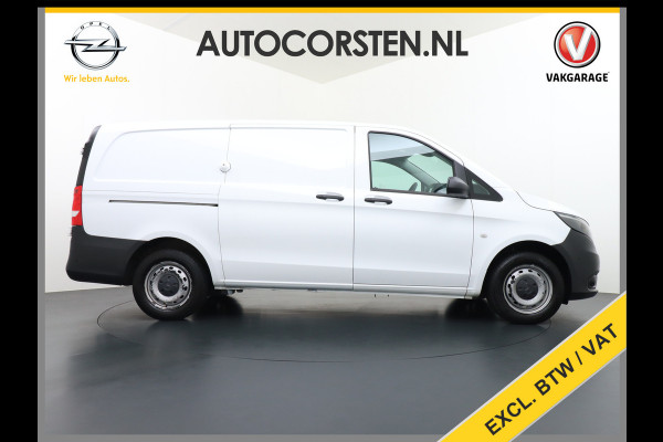 Mercedes-Benz Vito 116CDI 164PK Lang Navi PDC-v+a Camera ParkAssist Trekhaak Airco-CruiseC. Regen-Lichtsensor Bluetooth Schuifdeur Betonplex vloer Wandbetimmering + LedVerlichte-laadruim Dimlicht-Assist Tempmatik Warmtewerend-Glas Elektr-Spiegels+Verwarmd  2.000kg Trekvermogen 1e Eigenaar Nwe Model BlueTec gen 3  EURO 6 CI