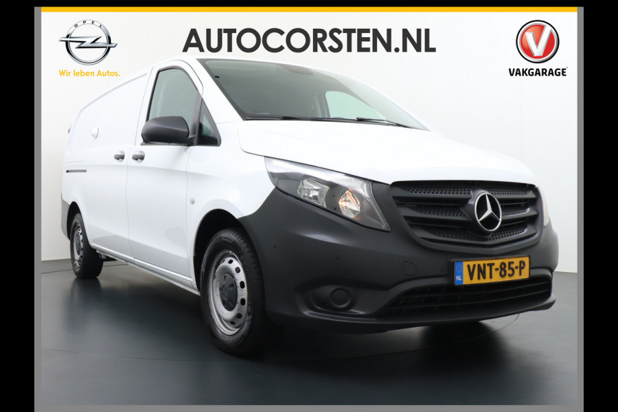 Mercedes-Benz Vito 116CDI 164PK Lang Navi PDC-v+a Camera ParkAssist Trekhaak Airco-CruiseC. Regen-Lichtsensor Bluetooth Schuifdeur Betonplex vloer Wandbetimmering + LedVerlichte-laadruim Dimlicht-Assist Tempmatik Warmtewerend-Glas Elektr-Spiegels+Verwarmd  2.000kg Trekvermogen 1e Eigenaar Nwe Model BlueTec gen 3  EURO 6 CI