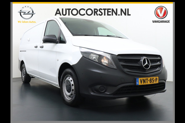 Mercedes-Benz Vito 116CDI 164PK Lang Navi PDC-v+a Camera ParkAssist Trekhaak Airco-CruiseC. Regen-Lichtsensor Bluetooth Schuifdeur Betonplex vloer Wandbetimmering + LedVerlichte-laadruim Dimlicht-Assist Tempmatik Warmtewerend-Glas Elektr-Spiegels+Verwarmd  2.000kg Trekvermogen 1e Eigenaar Nwe Model BlueTec gen 3  EURO 6 CI