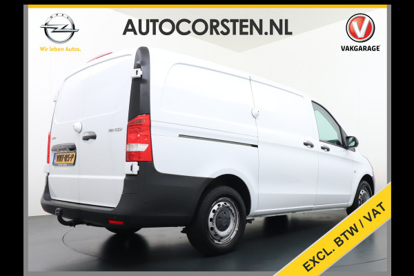 Mercedes-Benz Vito 116CDI 164PK Lang Navi PDC-v+a Camera ParkAssist Trekhaak Airco-CruiseC. Regen-Lichtsensor Bluetooth Schuifdeur Betonplex vloer Wandbetimmering + LedVerlichte-laadruim Dimlicht-Assist Tempmatik Warmtewerend-Glas Elektr-Spiegels+Verwarmd  2.000kg Trekvermogen 1e Eigenaar Nwe Model BlueTec gen 3  EURO 6 CI