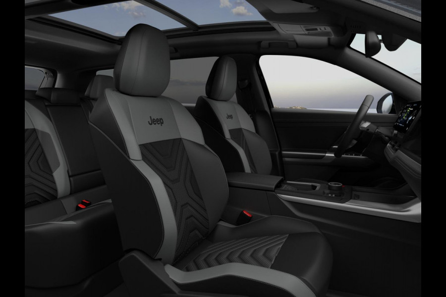 Jeep Compass First Edition 74 kWh | Adapt. Cruise | Camera | Carplay | 20" | Elektr. A-Klep | Navi | Winter Pack | Schuif/Kanteldak | Premium Pack | Warmtepomp
