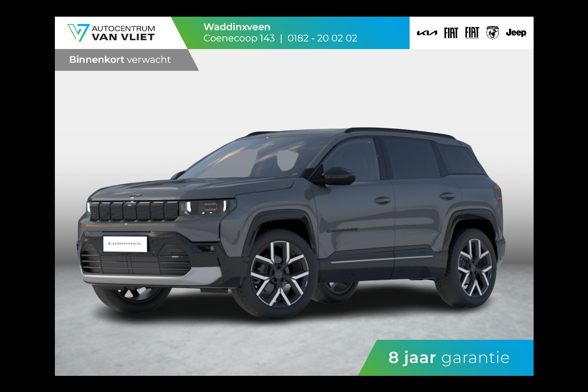 Jeep Compass First Edition 74 kWh | Adapt. Cruise | Camera | Carplay | 20" | Elektr. A-Klep | Navi | Winter Pack | Schuif/Kanteldak | Premium Pack | Warmtepomp