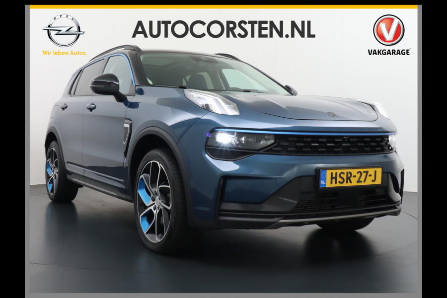 Lynk & Co 01 1.5 PHEV AUT-7 261pk Pano-Schuif-K-dak 20" 360°Camera Apple Carplay Android Auto Adaptive-Cr NaviPdc-a+v Ecc Keyless Led M-BuxPl Elek.Memory.Stoel File assistent Dodehoek detector Elektrisch bedienbare achterklep Rijstrooksensor Wifi Verkeersbord detectie 425Nm koppel 3,7kw laadvermogen A-label Euro 6 Hybride Benzine / Elektrisch rijden tot ca 69km  1800kg trekvermogen