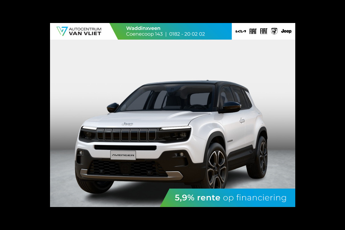 Jeep Avenger Summit 54 kWh | Schuif/Kanteldak | Leder&Winter Pack | Info&Convenience Pack | Full Operational Lease € 599,- Jeep Avenger Summit 54 kWh | Schuif/Kanteldak | Leder&Winter Pack | Info&Convenience Pack | Full Operational Lease € 599,-