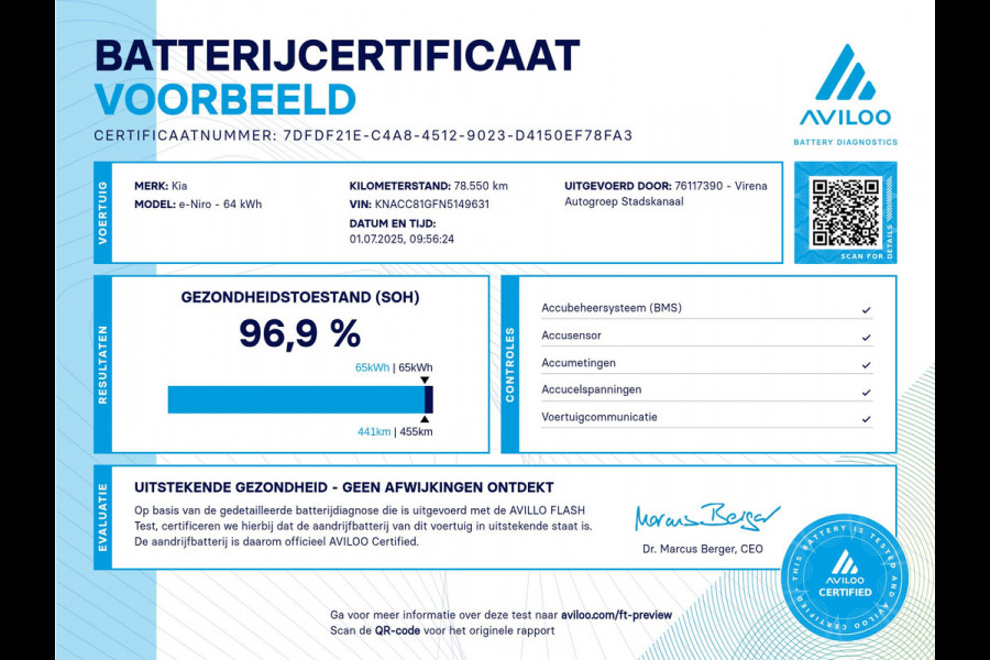 Kia e-Niro DynamicLine 64 kWh - SOH 96,9% - Adaptief Cruise Control - Climate Control - Lichtmetalen Velgen - Navigatie - Fabrieksgarantie Tot 2029