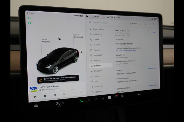 Tesla Model 3 Long Range 498 PK 82kwh 4,4sec 0-100 19" WarmtePomp Stuurverwarmd Elektr.A-klep FSD-Full Self Driving Computer-3 Premium Audio 4 Stoel en achterbank verwarming Electr.Stoelen+Memory+Easy-Entry WiFi Origineel Nederlandse auto Grootste accu Tot 16,5kwh thuis laden. Accu/Motor Garantie tot 25-03-2029 max 192.000km