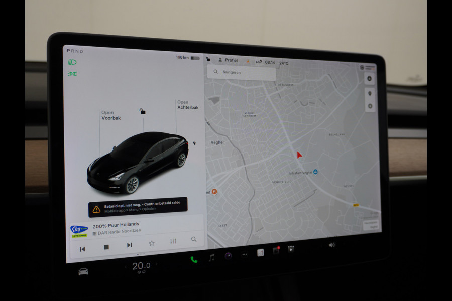 Tesla Model 3 Long Range 498 PK 82kwh 4,4sec 0-100 19" WarmtePomp Stuurverwarmd Elektr.A-klep FSD-Full Self Driving Computer-3 Premium Audio 4 Stoel en achterbank verwarming Electr.Stoelen+Memory+Easy-Entry WiFi Origineel Nederlandse auto Grootste accu Tot 16,5kwh thuis laden. Accu/Motor Garantie tot 25-03-2029 max 192.000km