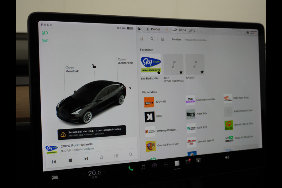 Tesla Model 3 Long Range 498 PK 82kwh 4,4sec 0-100 19" WarmtePomp Stuurverwarmd Elektr.A-klep FSD-Full Self Driving Computer-3 Premium Audio 4 Stoel en achterbank verwarming Electr.Stoelen+Memory+Easy-Entry WiFi Origineel Nederlandse auto Grootste accu Tot 16,5kwh thuis laden. Accu/Motor Garantie tot 25-03-2029 max 192.000km