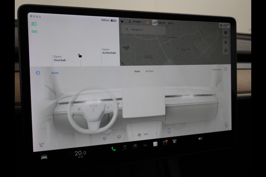Tesla Model 3 Long Range 498 PK 82kwh 4,4sec 0-100 19" WarmtePomp Stuurverwarmd Elektr.A-klep FSD-Full Self Driving Computer-3 Premium Audio 4 Stoel en achterbank verwarming Electr.Stoelen+Memory+Easy-Entry WiFi Origineel Nederlandse auto Grootste accu Tot 16,5kwh thuis laden. Accu/Motor Garantie tot 25-03-2029 max 192.000km