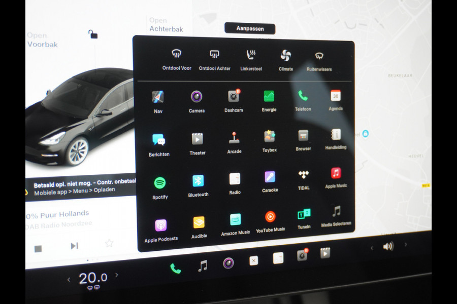 Tesla Model 3 Long Range 498 PK 82kwh 4,4sec 0-100 19" WarmtePomp Stuurverwarmd Elektr.A-klep FSD-Full Self Driving Computer-3 Premium Audio 4 Stoel en achterbank verwarming Electr.Stoelen+Memory+Easy-Entry WiFi Origineel Nederlandse auto Grootste accu Tot 16,5kwh thuis laden. Accu/Motor Garantie tot 25-03-2029 max 192.000km