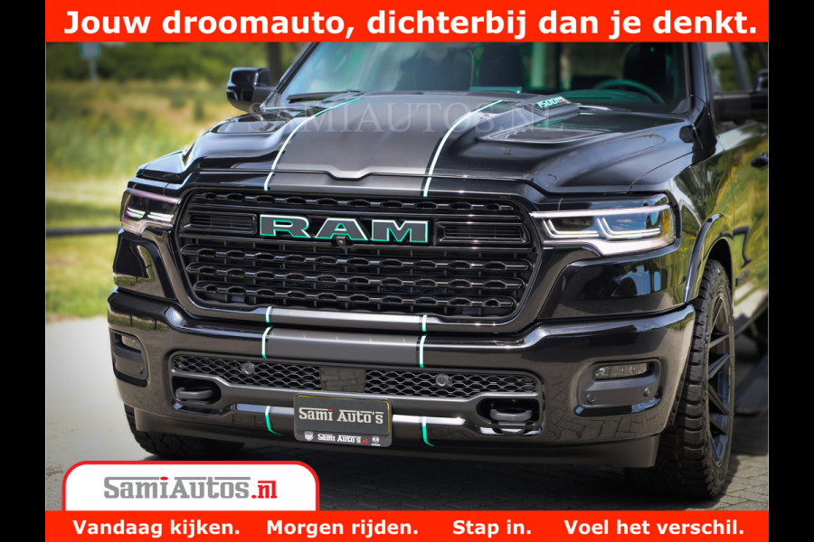 Dodge Ram 1500 Limited Night High Output 540HP 706Nm | Massage + Full Option | De Meest Luxe en Volle Pick-Up in zijn Klasse | Comfortabele Dubbele Cabine met Royale 5 Zitplaatsen | BPM vrij | Nu Leverbaar uit Voorraad | Voorraad Nr 2320 - 5138