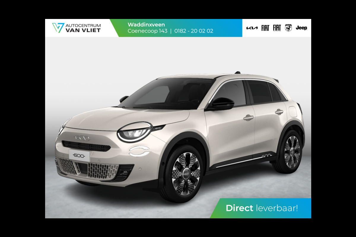 Fiat 600 1.2 Hybrid 110pk La Prima | Clima | Adapt. Cruise | Camera | BSM | 18" | Stoelverwarming | Apple Carplay | Elektr. A-Klep Fiat 600 1.2 Hybrid 110pk La Prima | Clima | Adapt. Cruise | Camera | BSM | 18" | Stoelverwarming | Apple Carplay | Elektr. A-Klep