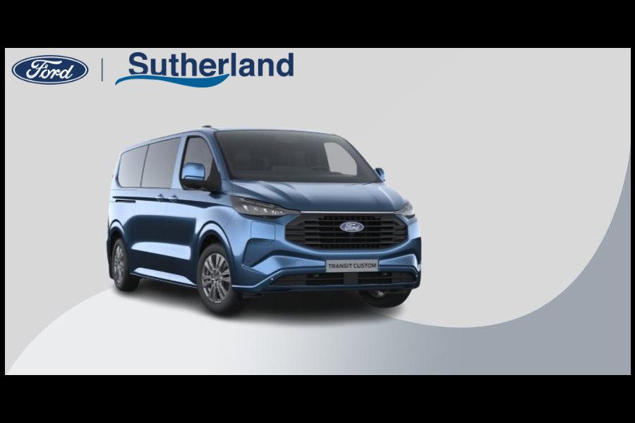 Ford Transit Custom 340 2.5 PHEV L2H1 Limited 233pk | Incl. BTW/BPM | Kombi | Dubbele zijschuifdeur | Privacy Glass | Inklapbare trekhaak | 17 inch lichtmetalen velgen | Driver Assistance Pack Premium | Verwarmbaar stuurwiel