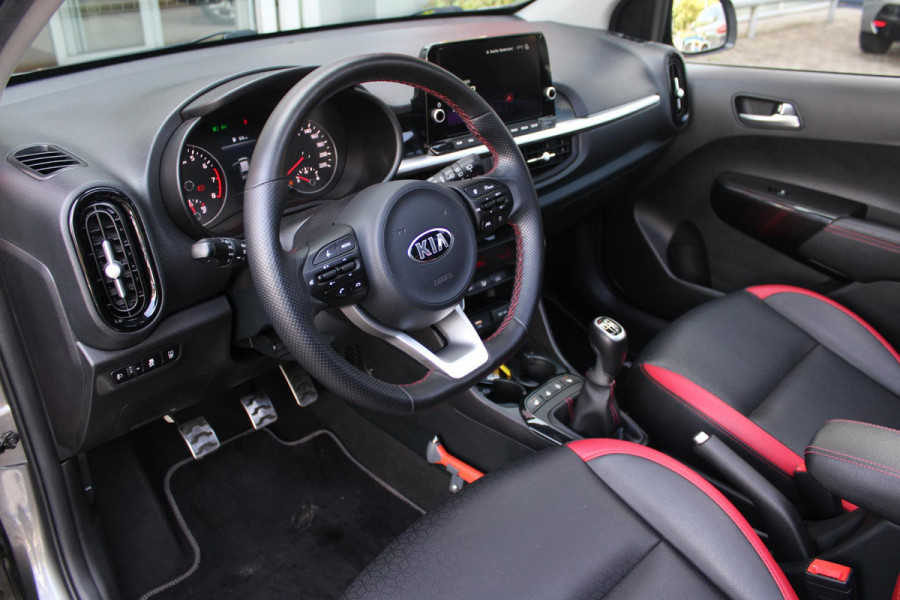 Kia Picanto 1.0 T-GDi 100PK GT-LINE | PANORAMISCH SCHUIF/KANTEL DAK | STOEL/STUUR VERWARMING | CLIMATE CONTROL | ADAPTIVE CRUISE CONTROL | ACHTERUITRIJ CAMERA | LICHTMETALEN VELGEN 16" | LANE ASSIST | APPLE CARPLAY/ANDROID AUTO | NAVIGATIE | DRAADLOZE TELEFOONLADER | DAB+ RADIO | KEYLESS ENTRY |